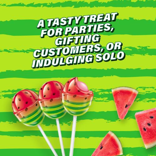 Colombina Bon Bon Bum Lollipops with Bubble Gum - Watermelon 24 pieces