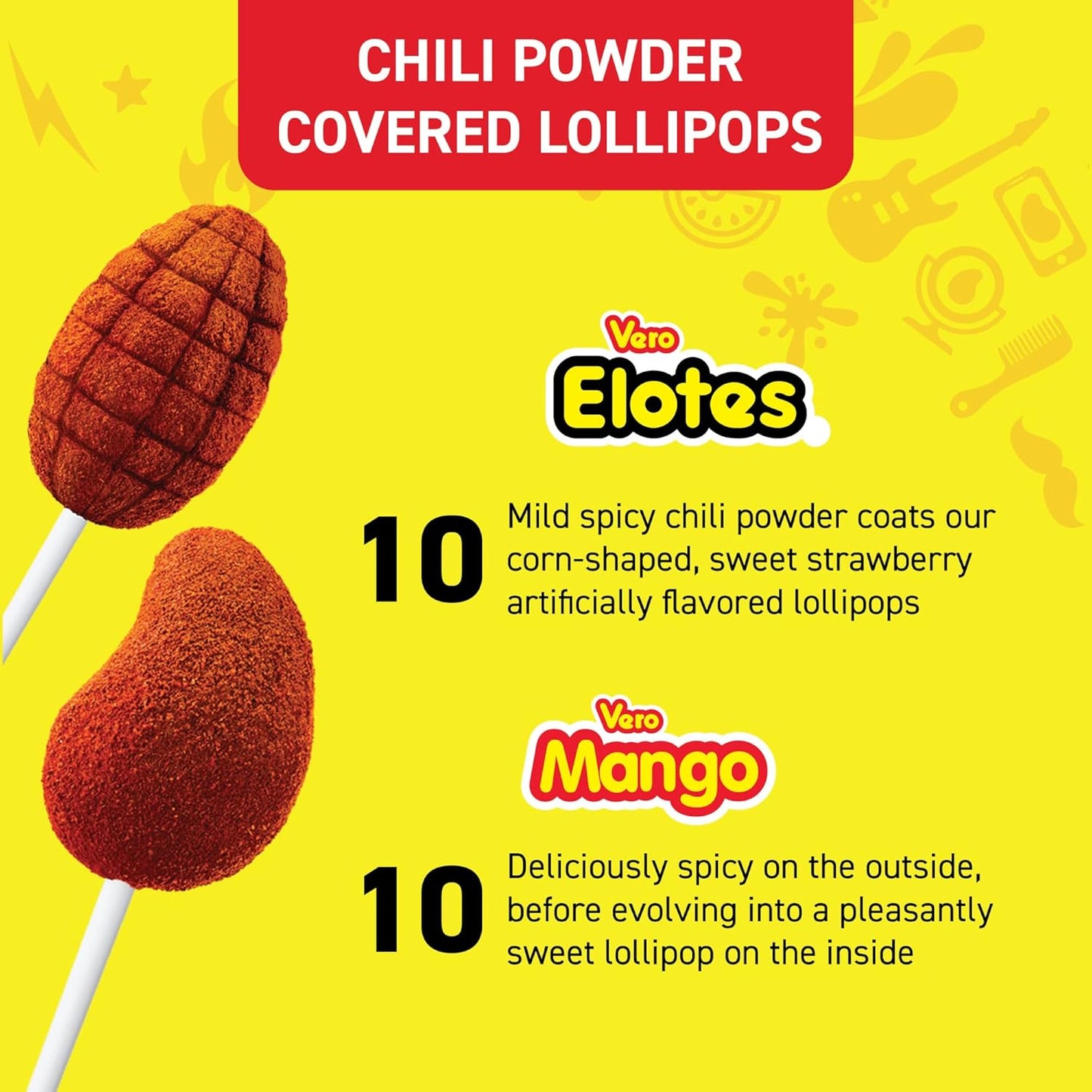 Vero Banda Fuego Mix Assorted Chili Lollipops 40 Pieces