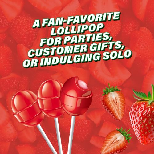 Colombina Bon Bon Bum Lollipops with Bubble Gum - Strawberry 24 pieces