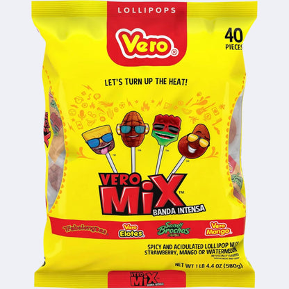 Vero Banda Fuego Mix Assorted Chili Lollipops 40 Pieces